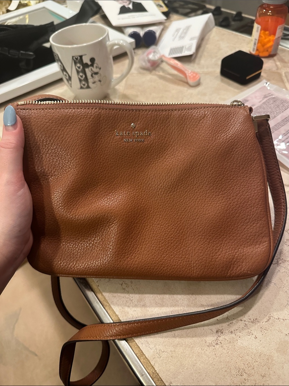 kate spade tan pebble leather crossbody